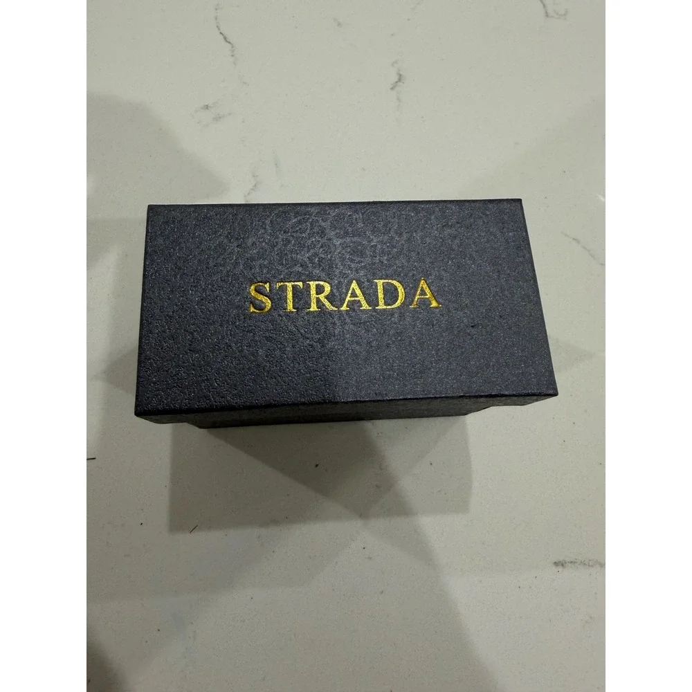 Strada Quartz Japan Movement‎ Watch Red Sunburst Silver Tone Statement Timepiece